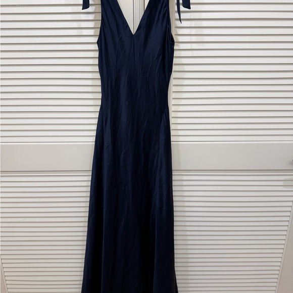 Reformation Pernille Silk Dress Navy Brand New - Picture 5 of 5